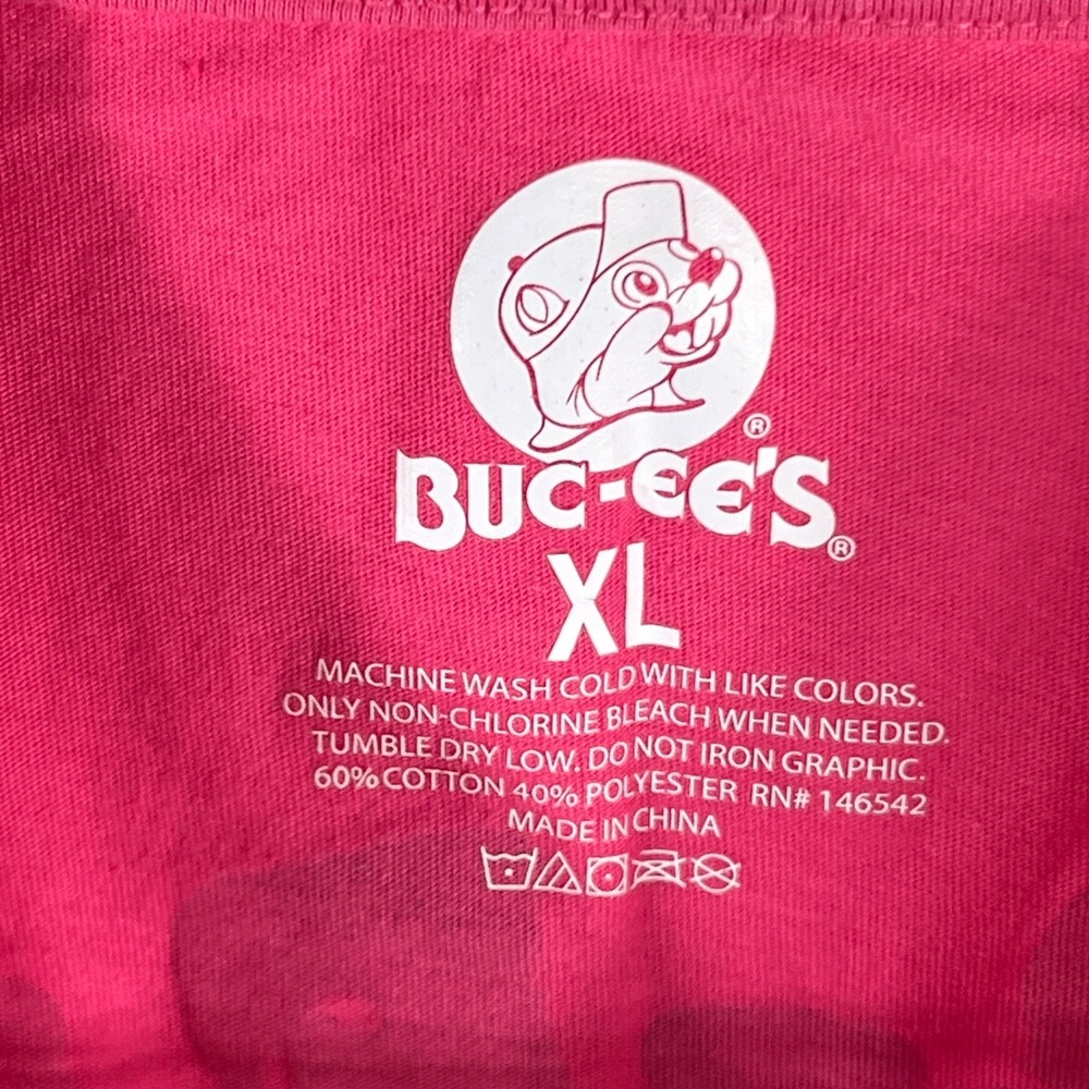 Buc-ee's Happy Place Pink Graphic T-Shirt XL Beaver Rainbow Floral Texas Tee - Picture 3 of 7